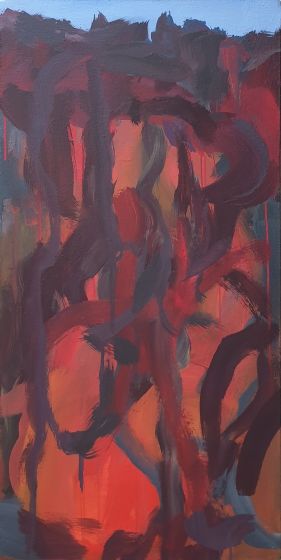 Acrylique sur toile 2025 120 x 60 cm s&eacute;rie A l'approche de l'Enfer