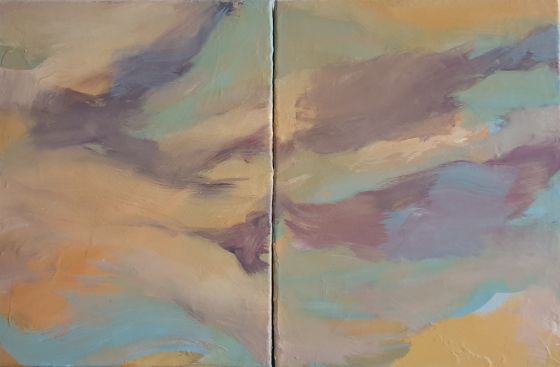 Huile sur toile 2026 Diptyque 40 x 60 cm s&eacute;rie Kairos